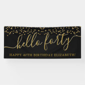金ゴールドグリッターこんにちは40歳の誕生日パーティー 横断幕 (横)