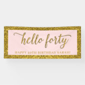 金ゴールドグリッターこんにちは40歳の誕生日パーティー 横断幕 (横)