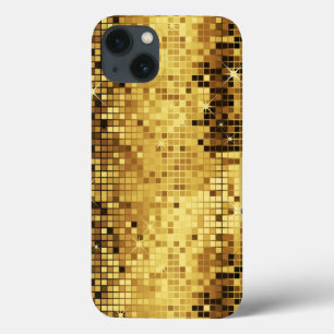 金ゴールドグリッターとキラキラ模様 iPhone 13ケース