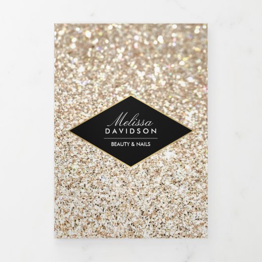 金ゴールドグリッターとグラマーネイルサロンパンフレット 三つ折りカード (カバー)