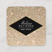 金ゴールドグリッターとグラマー美しい スクエア名刺 (正面)