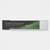 金ゴールドグリッターとグリーンアゲートモノグラム サインプレート (正面)