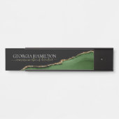 金ゴールドグリッターとグリーンアゲートモノグラム サインプレート (正面)