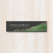 金ゴールドグリッターとグリーンアゲートモノグラム サインプレート (正面)