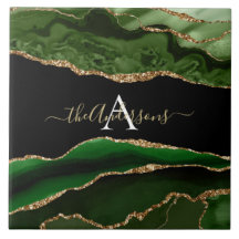 金ゴールドグリッターとグリーンアゲートモノグラム