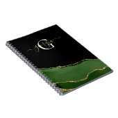 金ゴールドグリッターとグリーンアゲートモノグラム ノートブック (右側)