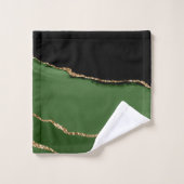 金ゴールドグリッターとグリーンアゲートモノグラム バスタオルセット (ウォッシュタオル)