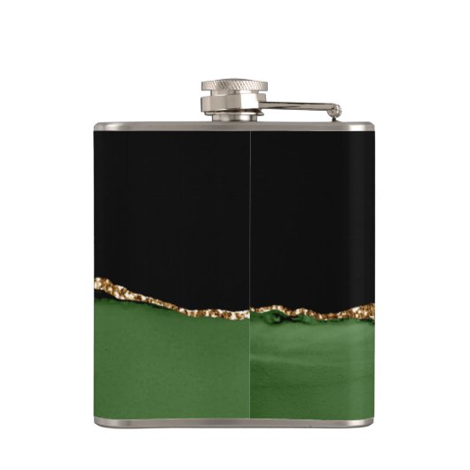 金ゴールドグリッターとグリーンアゲートモノグラム フラスク (裏面)