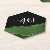 金ゴールドグリッターとグリーンアゲートモノグラム ペーパーコースター (アングル)