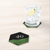 金ゴールドグリッターとグリーンアゲートモノグラム ペーパーコースター (インサイチュ)