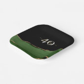 金ゴールドグリッターとグリーンアゲートモノグラム ペーパープレート (傾斜あり)