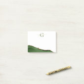 金ゴールドグリッターとグリーンアゲートモノグラム ポストイット (デスク上)