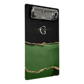 金ゴールドグリッターとグリーンアゲートモノグラム ミニクリップボード (アングル)