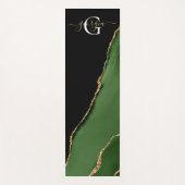 金ゴールドグリッターとグリーンアゲートモノグラム ヨガマット (正面)