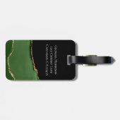 金ゴールドグリッターとグリーンアゲートモノグラム ラゲッジタグ (裏面横)