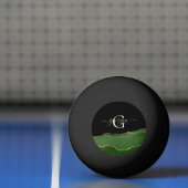 金ゴールドグリッターとグリーンアゲートモノグラム 卓球ボール (ネット)