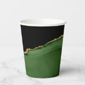 金ゴールドグリッターとグリーンアゲートモノグラム 紙コップ (裏面)