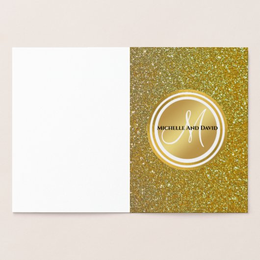 金ゴールドグリッターとスパークルブラックモノグラム新婚 箔カード (内部)