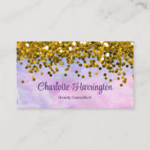 金ゴールドグリッターとパステル美しい 名刺 (正面)