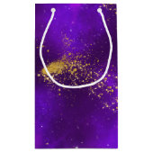 金ゴールドグリッターとパープル銀河系モノグラム抱き枕 スモールペーパーバッグ (裏面)