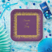 金ゴールドグリッターとパープル40歳の誕生日紙プレート ペーパープレート (パーティー)