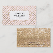 金ゴールドグリッターとピンクスタイリッシュの名刺 名刺 (正面/裏面)