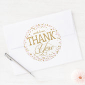 金ゴールドグリッターとピンクスプリンクラーラベル ラウンドシール (封筒)