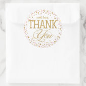 金ゴールドグリッターとピンクスプリンクラーラベル ラウンドシール (バッグ)