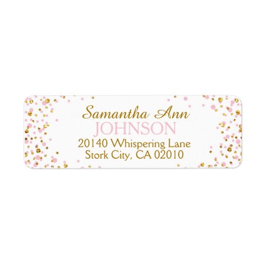 金ゴールドグリッターとピンクドット振り分け ラベル (正面)