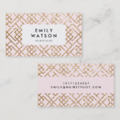 金ゴールドグリッターとピンクパターンの名刺 名刺 (正面/裏面)