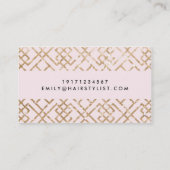 金ゴールドグリッターとピンクパターンの名刺 名刺 (裏面)
