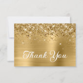 金ゴールドグリッターとフォイル50誕生日 サンキューカード (正面)