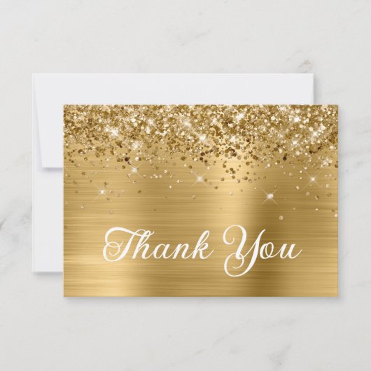 金ゴールドグリッターとフォイル50誕生日 サンキューカード (正面)