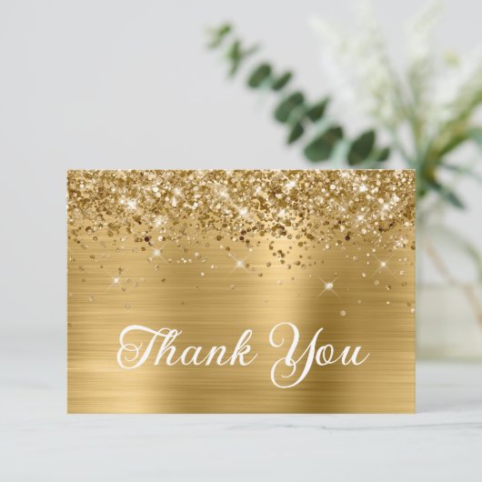 金ゴールドグリッターとフォイル50誕生日 サンキューカード (スタンド正面)