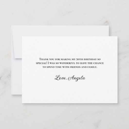 金ゴールドグリッターとフォイル50誕生日 サンキューカード (裏面)