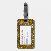 金ゴールドグリッターとブラックストライプラゲッジタグ ラゲッジタグ (裏面縦)