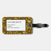金ゴールドグリッターとブラックストライプラゲッジタグ ラゲッジタグ (裏面横)