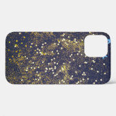 金ゴールドグリッターとブラックバのキラキラ輝く青い星 Case-Mate iPhoneケース (裏面 (横))