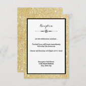 金ゴールドグリッターとブラックフレーム披露宴招待状 エンクロージャーカード (正面/裏面)
