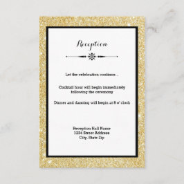 金ゴールドグリッターとブラックフレーム披露宴招待状 エンクロージャーカード