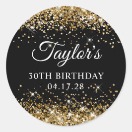 金ゴールドグリッターとブラック30歳の誕生日 ラウンドシール