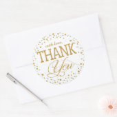金ゴールドグリッターとブルースプレッルサンキューラベル ラウンドシール (封筒)