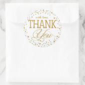 金ゴールドグリッターとブルースプレッルサンキューラベル ラウンドシール (バッグ)