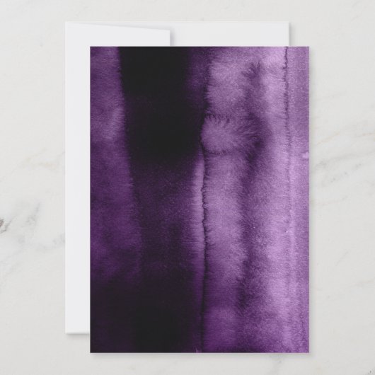 金ゴールドグリッターとプラムパープルフローラブライダルシャワー 招待状 (裏面)