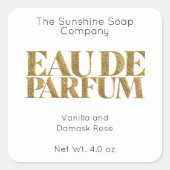 金ゴールドグリッターとホワイトオーデパルファムラベル スクエアシール (正面)