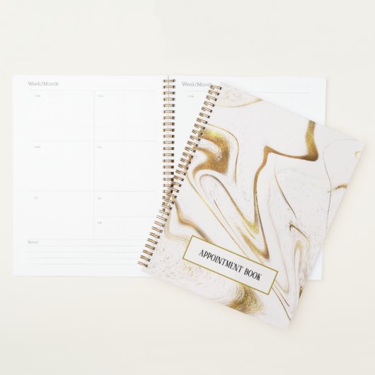 金ゴールドグリッターとホワイトマーブルアポイントメントブック プランナー手帳 (ディスプレー)