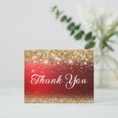 金ゴールドグリッターとレッドフォイル40歳の誕生日 サンキューカード (スタンド正面)