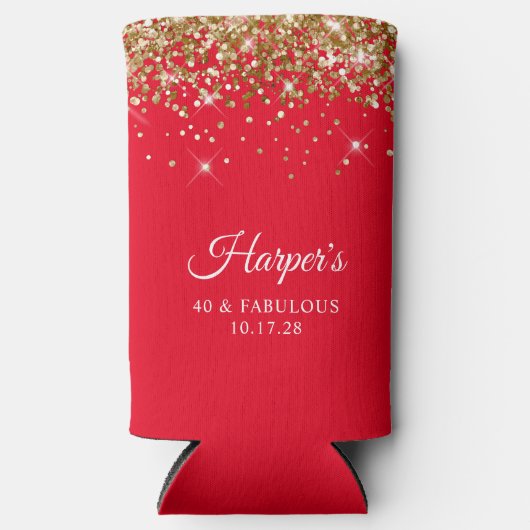 金ゴールドグリッターとレッド40と素晴らしい スリム缶クーラー (正面)