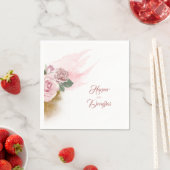 金ゴールドグリッターと埃っぽいバラ結婚フローラ スタンダードカクテルナプキン (インサイチュ)