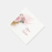 金ゴールドグリッターと埃っぽいバラ結婚フローラ スタンダードカクテルナプキン (角)